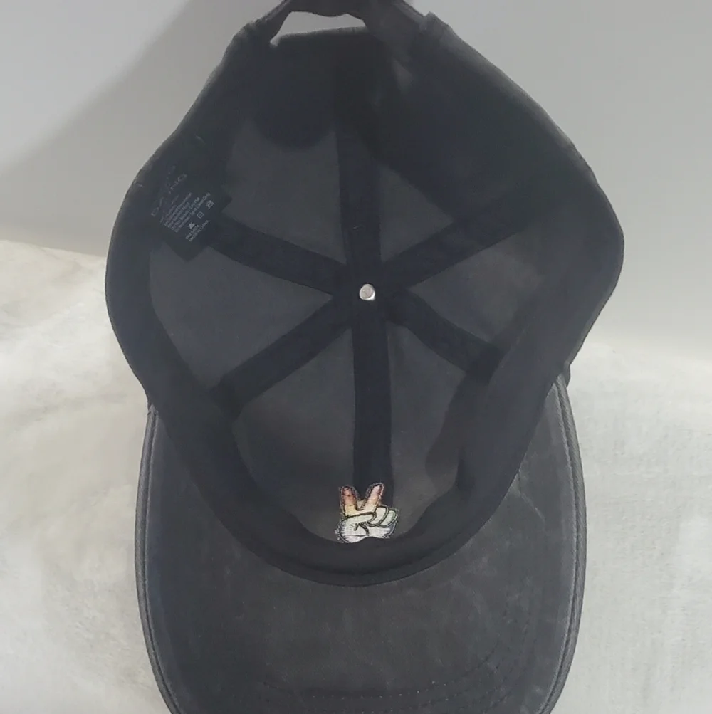 David and Young Black Washed Denim Baseball Hat Cap Peace Rainbow Pride …
